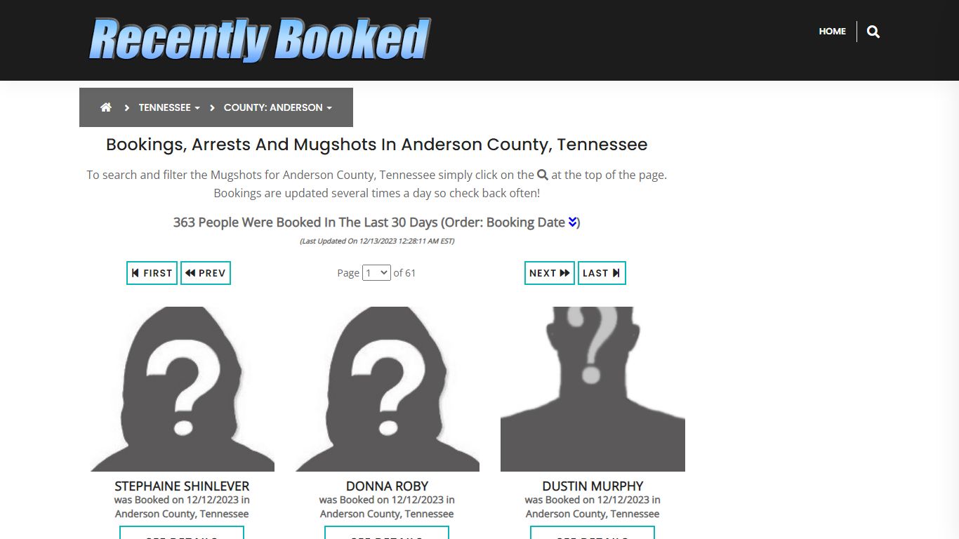 Recent bookings, Arrests, Mugshots in Anderson County, Tennessee